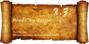 Nováky Zolna névjegykártya